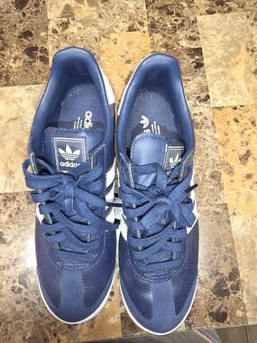 adidas Blue Low-Top Sneakers with White Stripes